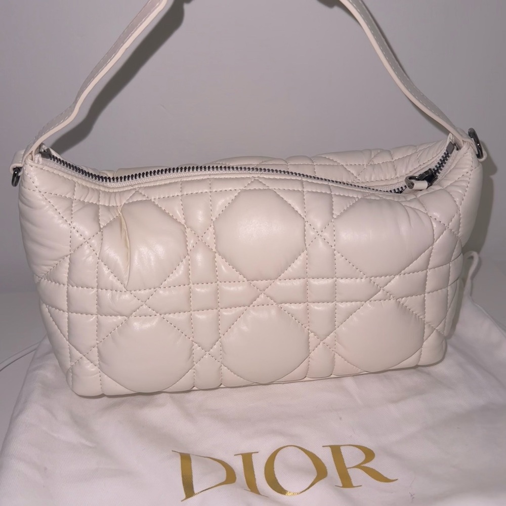 Dior Cream Quilted Shoulder Bag